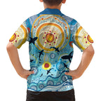 World Ocean Day Aboriginal Arts Indigenous Family Matching Off Shoulder Maxi Dress and Hawaiian Shirt Dancing Under Moonlight