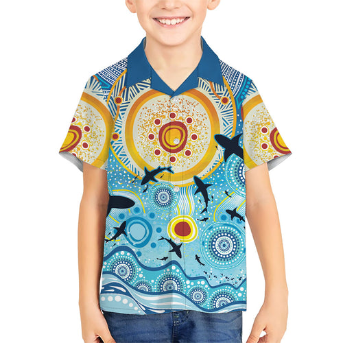 World Ocean Day Aboriginal Arts Indigenous Family Matching Off Shoulder Maxi Dress and Hawaiian Shirt Dancing Under Moonlight