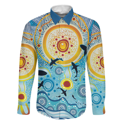 World Ocean Day Aboriginal Arts Indigenous Family Matching Off Shoulder Short Dress and Hawaiian Shirt Dancing Under Moonlight