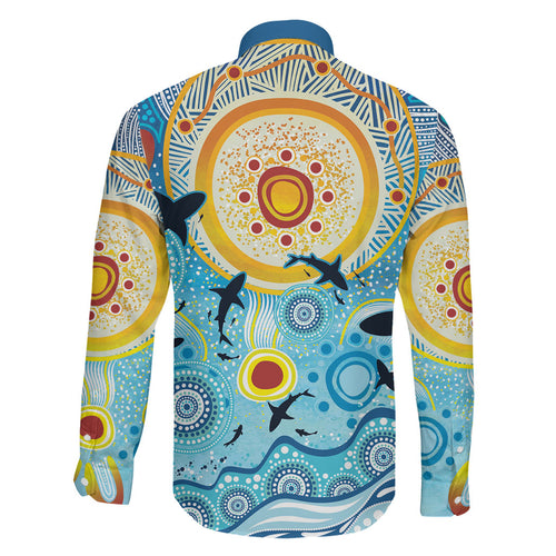 World Ocean Day Aboriginal Arts Indigenous Family Matching Off Shoulder Short Dress and Hawaiian Shirt Dancing Under Moonlight