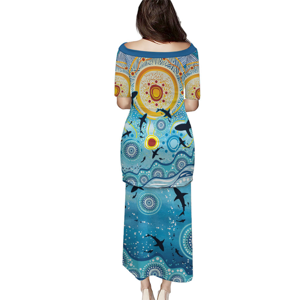 World Ocean Day Aboriginal Arts Indigenous Family Matching Puletasi and Hawaiian Shirt Dancing Under Moonlight
