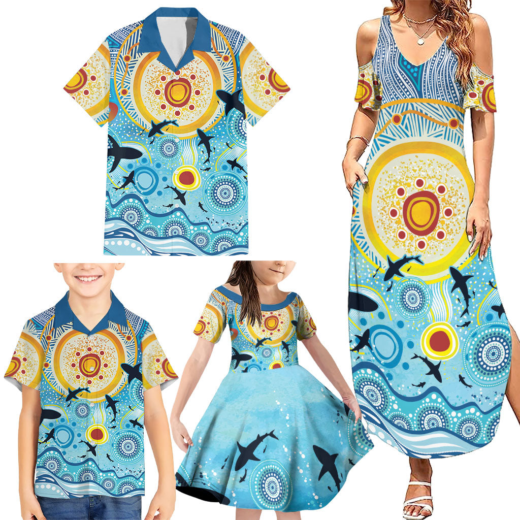 World Ocean Day Aboriginal Arts Indigenous Family Matching Summer Maxi Dress and Hawaiian Shirt Dancing Under Moonlight