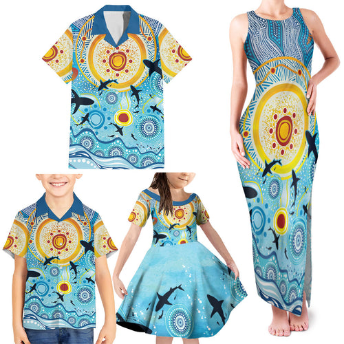 World Ocean Day Aboriginal Arts Indigenous Family Matching Tank Maxi Dress and Hawaiian Shirt Dancing Under Moonlight