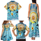 World Ocean Day Aboriginal Arts Indigenous Family Matching Tank Maxi Dress and Hawaiian Shirt Dancing Under Moonlight