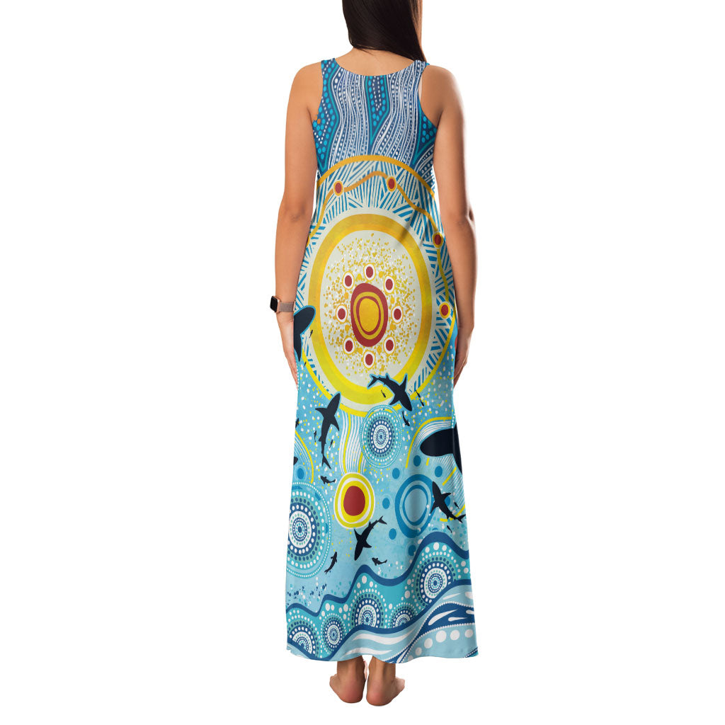 World Ocean Day Aboriginal Arts Indigenous Family Matching Tank Maxi Dress and Hawaiian Shirt Dancing Under Moonlight