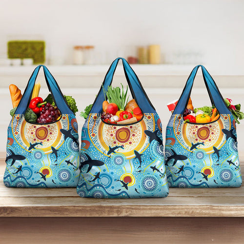 World Ocean Day Aboriginal Arts Indigenous Grocery Bag Dancing Under Moonlight