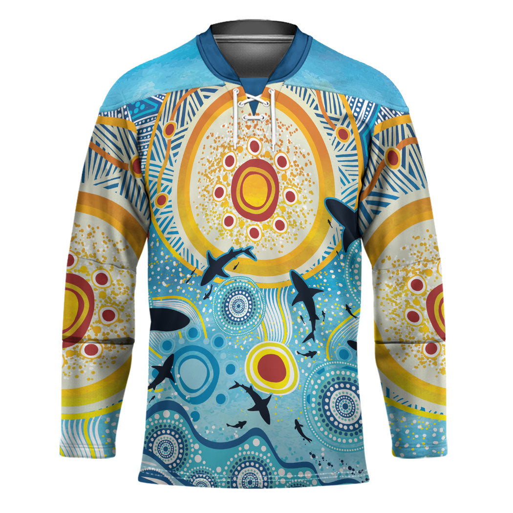 World Ocean Day Aboriginal Arts Indigenous Hockey Jersey Dancing Under Moonlight