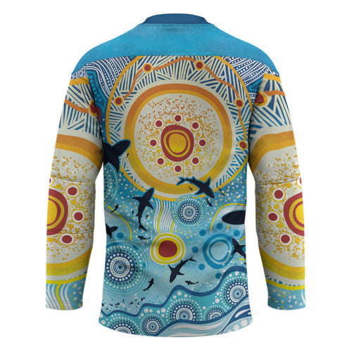 World Ocean Day Aboriginal Arts Indigenous Hockey Jersey Dancing Under Moonlight