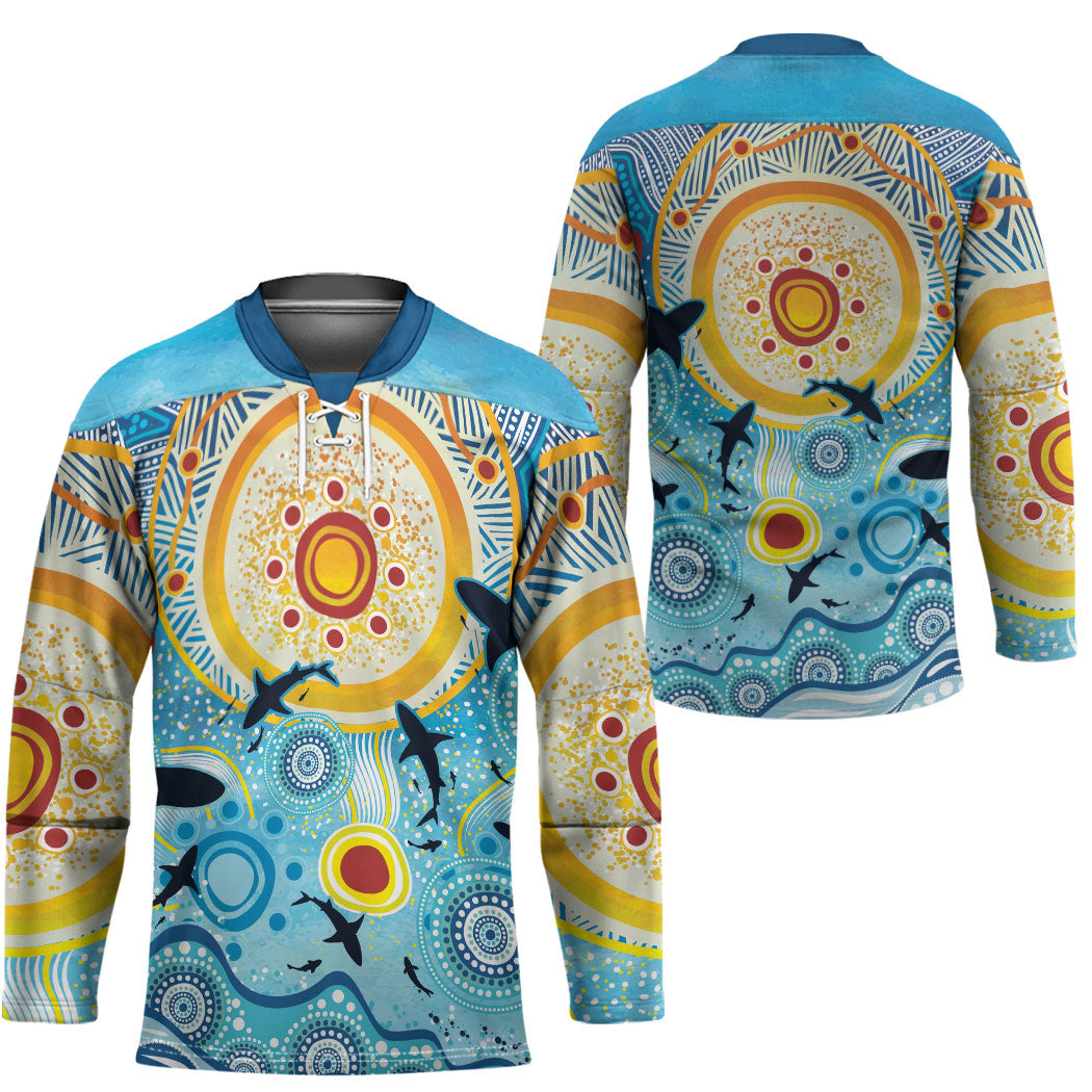 World Ocean Day Aboriginal Arts Indigenous Hockey Jersey Dancing Under Moonlight