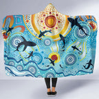 World Ocean Day Aboriginal Arts Indigenous Hooded Blanket Dancing Under Moonlight