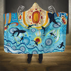 World Ocean Day Aboriginal Arts Indigenous Hooded Blanket Dancing Under Moonlight