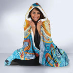 World Ocean Day Aboriginal Arts Indigenous Hooded Blanket Dancing Under Moonlight