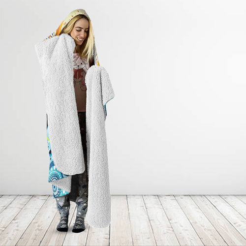 World Ocean Day Aboriginal Arts Indigenous Hooded Blanket Dancing Under Moonlight