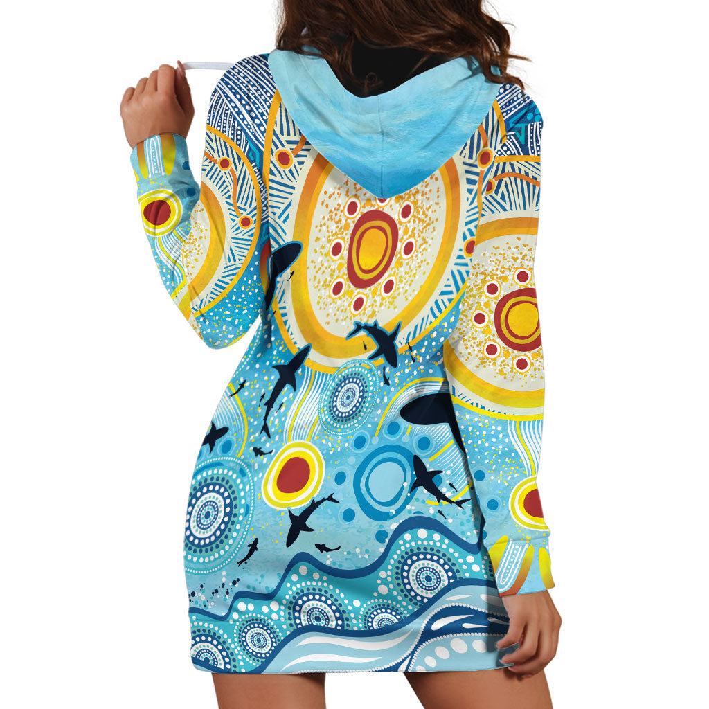 World Ocean Day Aboriginal Arts Indigenous Hoodie Dress Dancing Under Moonlight