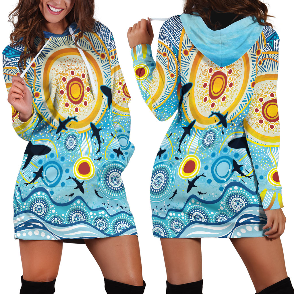 World Ocean Day Aboriginal Arts Indigenous Hoodie Dress Dancing Under Moonlight