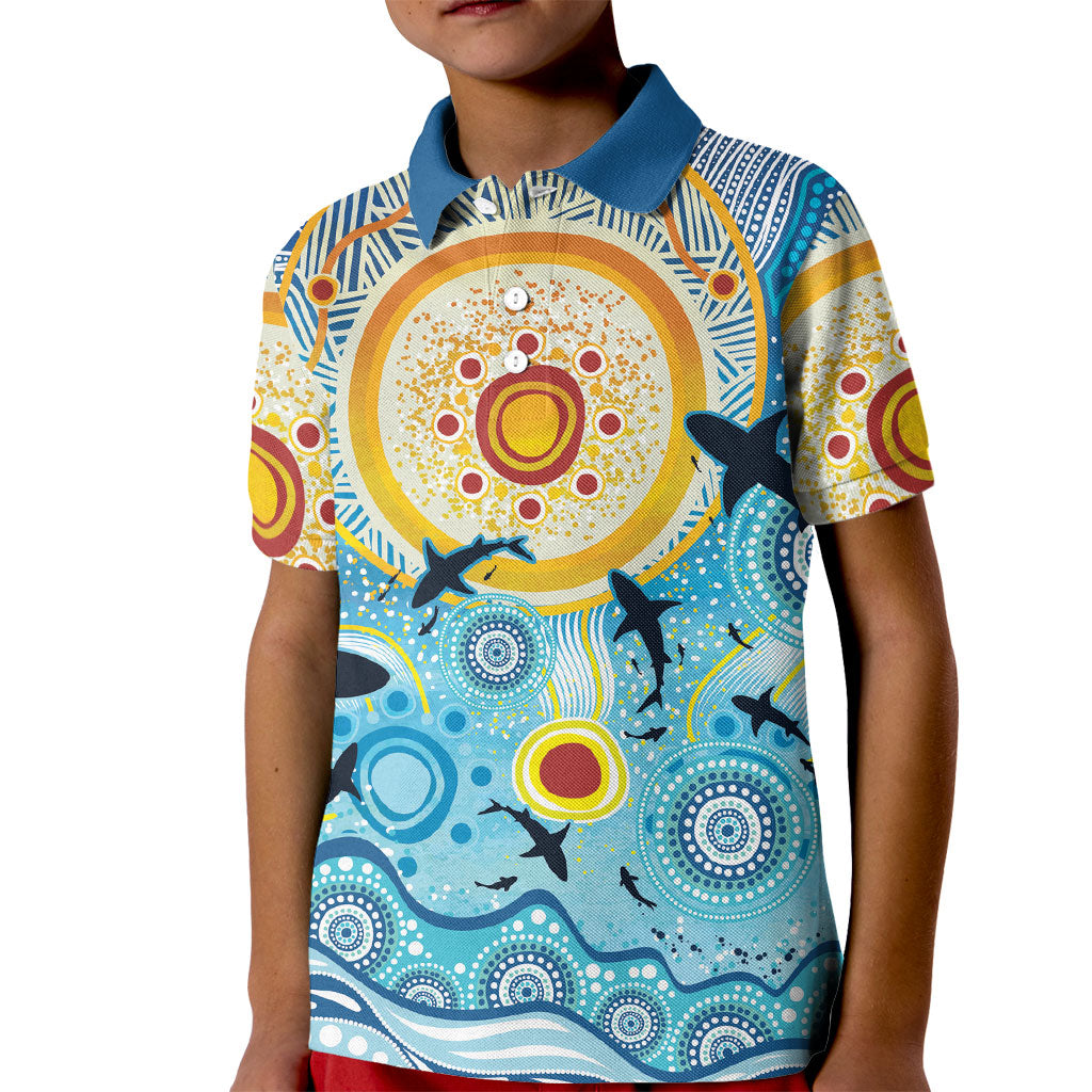 World Ocean Day Aboriginal Arts Indigenous Kid Polo Shirt Dancing Under Moonlight