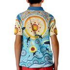 World Ocean Day Aboriginal Arts Indigenous Kid Polo Shirt Dancing Under Moonlight