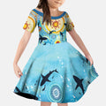 World Ocean Day Aboriginal Arts Indigenous Kid Short Sleeve Dress Dancing Under Moonlight