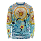 World Ocean Day Aboriginal Arts Indigenous Long Sleeve Shirt Dancing Under Moonlight
