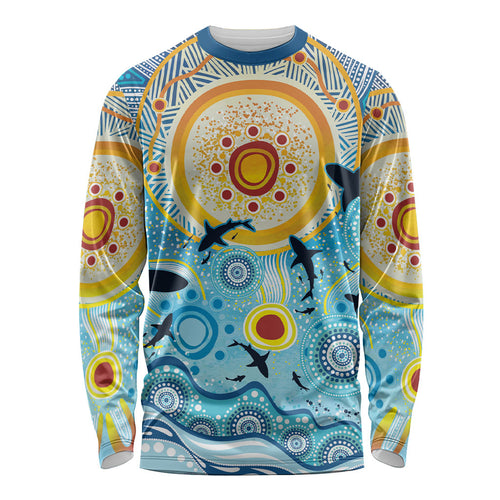 World Ocean Day Aboriginal Arts Indigenous Long Sleeve Shirt Dancing Under Moonlight