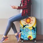 World Ocean Day Aboriginal Arts Indigenous Luggage Cover Dancing Under Moonlight