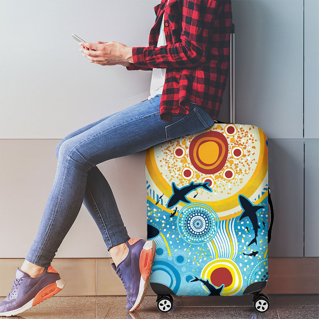 World Ocean Day Aboriginal Arts Indigenous Luggage Cover Dancing Under Moonlight
