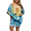 World Ocean Day Aboriginal Arts Indigenous Off Shoulder Short Dress Dancing Under Moonlight