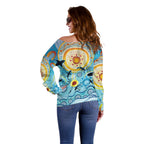 World Ocean Day Aboriginal Arts Indigenous Off Shoulder Sweater Dancing Under Moonlight