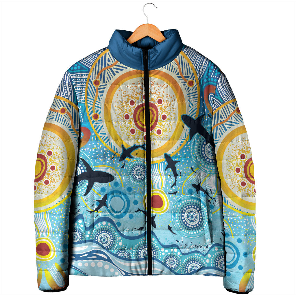 World Ocean Day Aboriginal Arts Indigenous Padded Jacket Dancing Under Moonlight