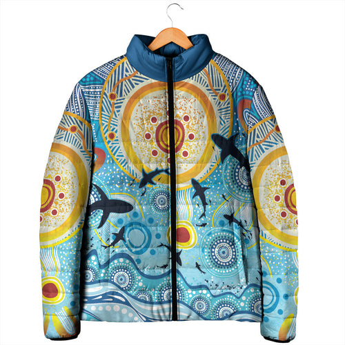 World Ocean Day Aboriginal Arts Indigenous Padded Jacket Dancing Under Moonlight