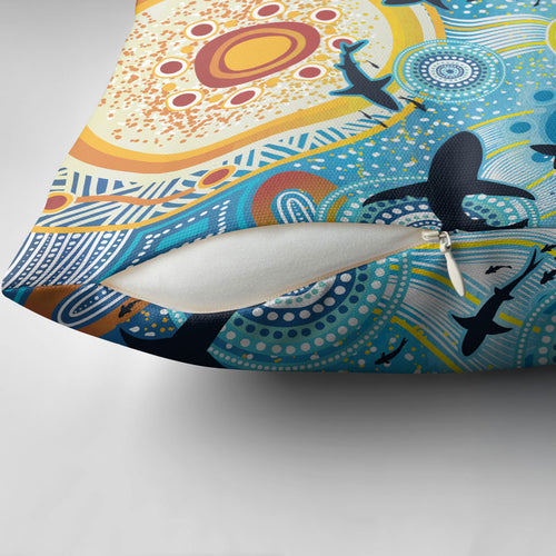 World Ocean Day Aboriginal Arts Indigenous Pillow Cover Dancing Under Moonlight
