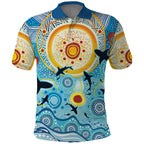 World Ocean Day Aboriginal Arts Indigenous Polo Shirt Dancing Under Moonlight