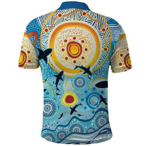 World Ocean Day Aboriginal Arts Indigenous Polo Shirt Dancing Under Moonlight