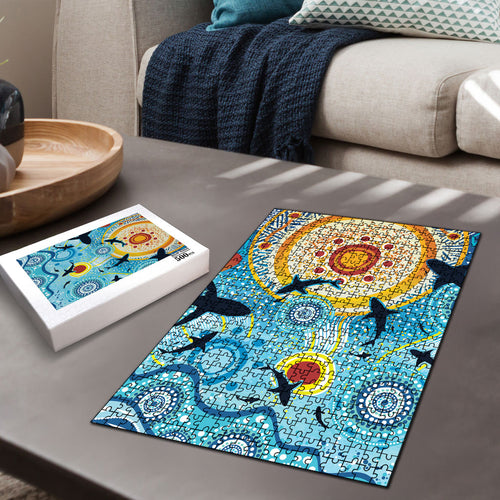 World Ocean Day Aboriginal Arts Indigenous Puzzle Dancing Under Moonlight