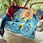 World Ocean Day Aboriginal Arts Indigenous Quilt Dancing Under Moonlight