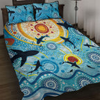 World Ocean Day Aboriginal Arts Indigenous Quilt Bed Set Dancing Under Moonlight