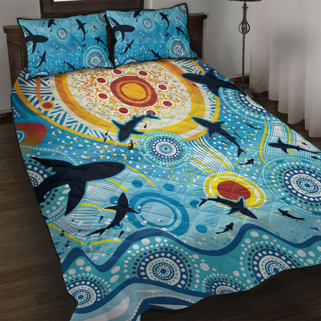 World Ocean Day Aboriginal Arts Indigenous Quilt Bed Set Dancing Under Moonlight