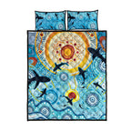 World Ocean Day Aboriginal Arts Indigenous Quilt Bed Set Dancing Under Moonlight