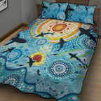 World Ocean Day Aboriginal Arts Indigenous Quilt Bed Set Dancing Under Moonlight