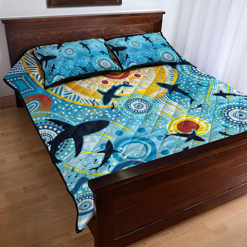 World Ocean Day Aboriginal Arts Indigenous Quilt Bed Set Dancing Under Moonlight