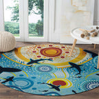 World Ocean Day Aboriginal Arts Indigenous Round Carpet Dancing Under Moonlight