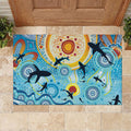 World Ocean Day Aboriginal Arts Indigenous Rubber Doormat Dancing Under Moonlight