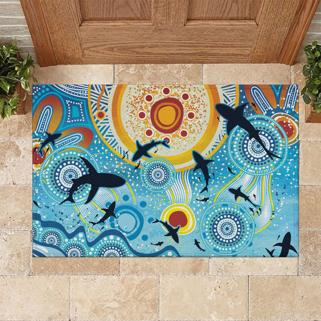 World Ocean Day Aboriginal Arts Indigenous Rubber Doormat Dancing Under Moonlight