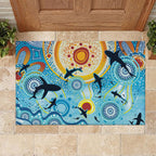 World Ocean Day Aboriginal Arts Indigenous Rubber Doormat Dancing Under Moonlight