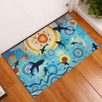 World Ocean Day Aboriginal Arts Indigenous Rubber Doormat Dancing Under Moonlight