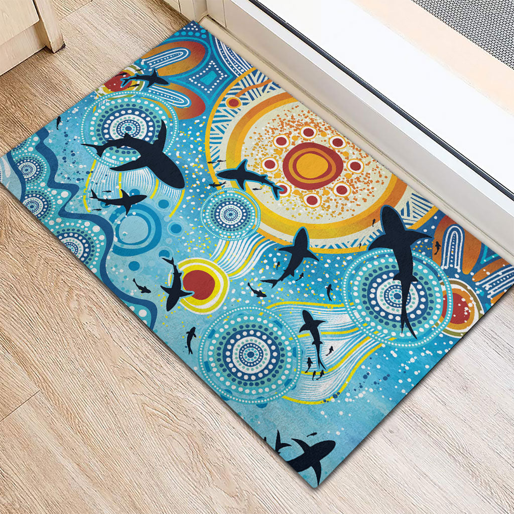 World Ocean Day Aboriginal Arts Indigenous Rubber Doormat Dancing Under Moonlight