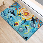 World Ocean Day Aboriginal Arts Indigenous Rubber Doormat Dancing Under Moonlight
