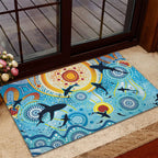 World Ocean Day Aboriginal Arts Indigenous Rubber Doormat Dancing Under Moonlight