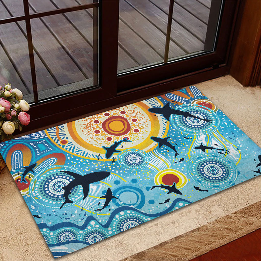 World Ocean Day Aboriginal Arts Indigenous Rubber Doormat Dancing Under Moonlight