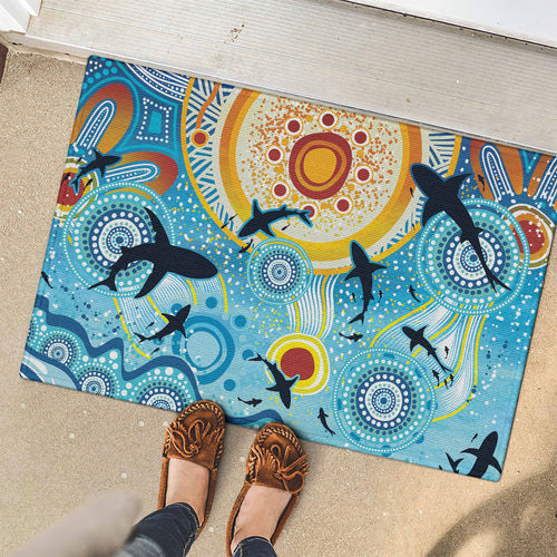 World Ocean Day Aboriginal Arts Indigenous Rubber Doormat Dancing Under Moonlight